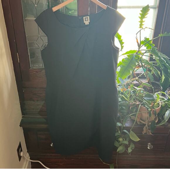 Anne Klein Gray Shift Dress Size 14 Sleeveless Back Zip Midi Career Minimalist - Picture 6 of 15